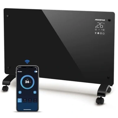 Immagine di Aigostar Helen Smart Termoconvettore Elettrico Portatile Basso Consumo da 1000W/2000W, 3 modalità, ECO, Termoregolabile, Touch Screen LED, Timer 7gg*24H. Radiatore elettrico.