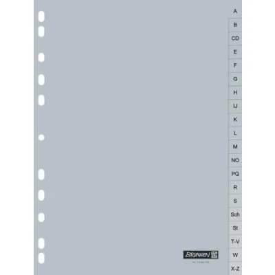 Immagine di Baier &amp; Schneider Divisori alfabetici per raccoglitore ad anelli, in plastica, A Z, A4, 225 x 297 mm, 20 pz, colore: Grigio