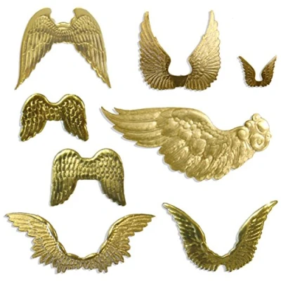 Immagine di Kunze Assortimento di Ali d&#039;Angelo, Oro, 84 Pezzi, in Carta Goffrata, Laminata, Gold, 18.5 x 29.5 0.05 cm, 7 unità