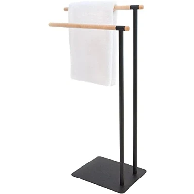 Immagine di Sealskin Brix Portasciugamano, Metallo, Legno, Nero, 43 x 79.5 24 cm