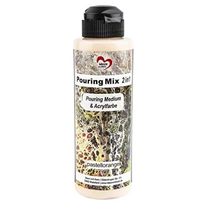 Immagine di Ideen mit Herz Pouring Mix 2 in 1 Colore medio &amp; acrilico 180 ml Non è necessario miscelare con fluido, o olio di silicone (arancione pastello)