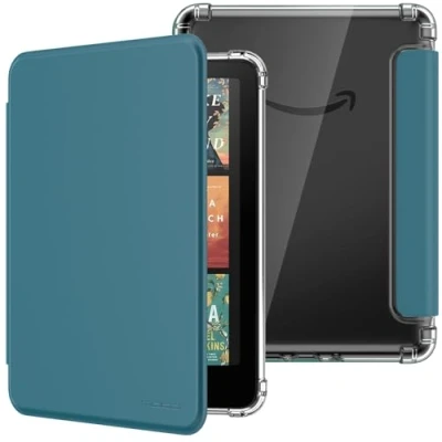 Immagine di MoKo Custodia Compatibile con Kindle Paperwhite da 7 Pollici 12a Generazione 2024, Cover Leggera per eBook Reader in TPU Morbido Auto Sveglia/Sonno, Gemma Verde