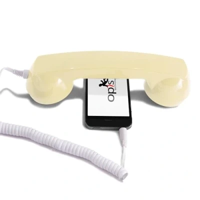Immagine di Opis 60s Micro (Versione Android) : Cornetta Per Cellulare/Auricolare A Forma Di Cornetta/Cornetta Smartphone/Cornetta Tablet/Cornetta Telefono Beige/Cornetta Beige
