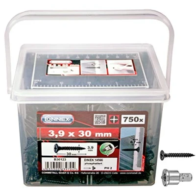 Immagine di Connex B30123 Scr. Muro a Secco. fine THR. 3,9x30, Nero, 3,9 x 30 mm (750 Stück)