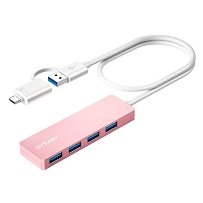 Immagine di BYEASY HUB USB, USB C a 3.0 con 4 porte e cavo esteso da 0,6 m, splitter portatile ultra sottile per MacBook, Mac Pro/Mini, iMac, PS4, Surface Pro, XPS, PC, flash drive, Samsung