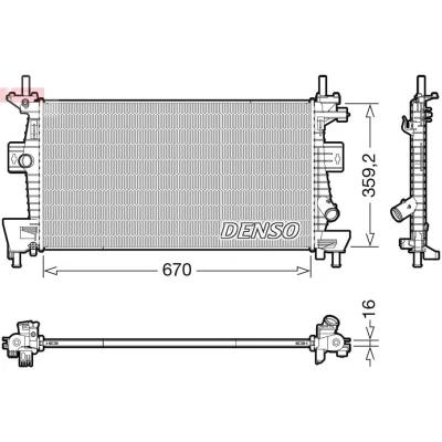 Immagine di DENSO DRM10114 Radiatore motore 670 369 16 FORD: FOCUS 3, C Max 2, 3 Turnier