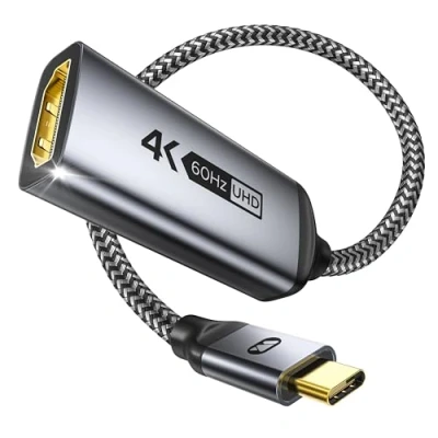 Immagine di WARRKY Adattatore da USB C a HDMI, 4K 60Hz, HDMI 2.0 Thunderbolt 4 Compatibile con iPhone Serie 15, MacBook Pro/Air, iPad Mini 6/Pro/Air, Galaxy S8 S24, XPS, ecc.
