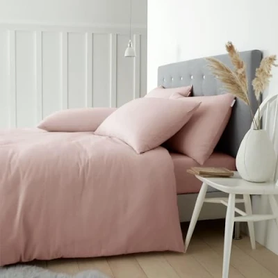 Immagine di Catherine Lansfield Set copripiumino singolo in cotone spazzolato con federa rosa