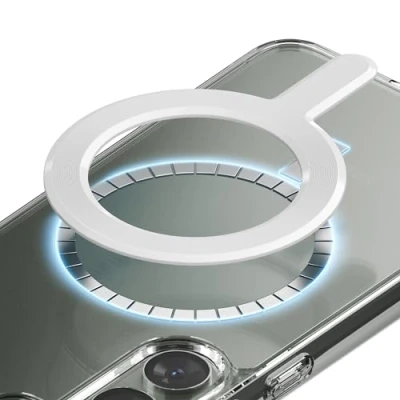 Immagine di Sinjimoru Autoadesivo magnetico universale per tutti gli smartphone e i modelli di iPhone compatibili con caricabatteriem accessori MagSafe custodie iPhone, ecc. Piastra M Plate, bianco