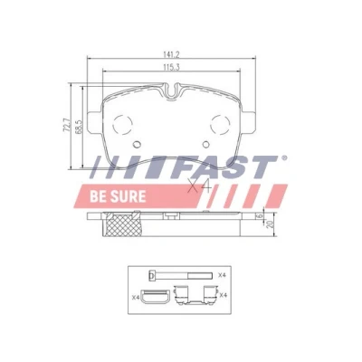 Immagine di FAST FT29136 Kit pastiglie freno Assale posteriore Predisposto per contatto segnalazione usura IVECO: DAILY 4, 6 Pritsche/Fahrgestell