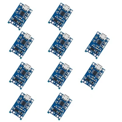 Immagine di ZkeeShop 10Pcs 5V 1A Micro USB Charging Module 18650 Lithium Battery Charger Board with Protection Function