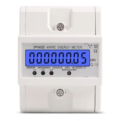 Immagine di MIRTHBUY contatore di corrente digitale con LCD, 3 fasi, 4 fili, alternata, tarato, trifase per guida DIN 230/400 V, 5 80 A