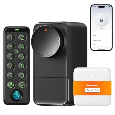 Immagine di SwitchBot WiFi Smart Lock Pro con Tastiera Touchscreen, Serratura di Impronte Digitali, Chiusura Elettronica Bluetooth, IP65, Adatta Bloccaggio, Matter Alexa Google