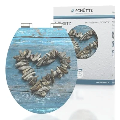 Immagine di Schütte 80540 MDF HG Sedile WC con abbassamento Automatico, Shell Heart