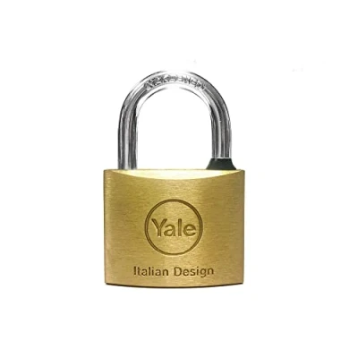 Immagine di YALE Lucchetto standard in ottone Y1100050080X, larghezza corpo 50 mm, arco acciaio carbonitrurato da 26 con anello gomma e doppio sistema di chiusura