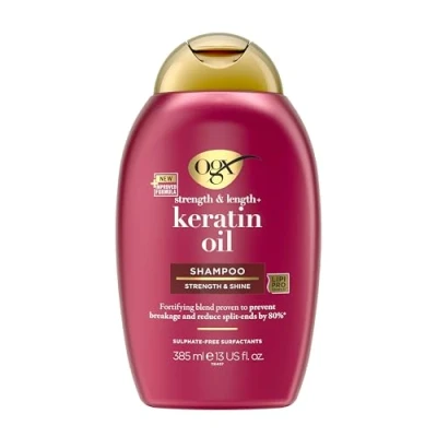 Immagine di OGX shampoo all&#039;olio di cheratina (385 ml), rinforzante anti rottura dei capelli previene la e riduce le doppie punte fino all&#039;80%*, per cura con