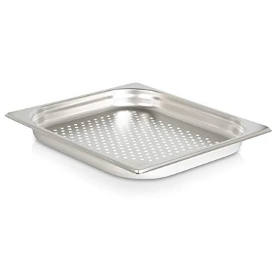 Immagine di Jokobela GN container 2/3 40mm forato (6mm ø) in acciaio inossidabile di prima qualità (GN sieve) 353 x 325 40 mm Contenitore gastronorm ideale per Chafing Dish o Bain Marie (0,6 spessore)