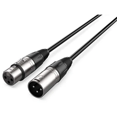 Immagine di Audibax Silver Cavo XLR Maschio a Femmina Lunghezza 6 Metri Connettori OFC ad Alta Trasmissione del Segnale Rivestito in PVC Massimo Isolamento Diametro mm Colore Nero