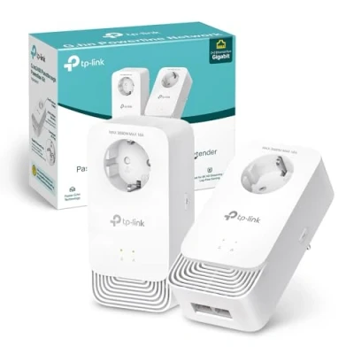 Immagine di TP Link PG2400P KIT Powerline Passante G.hn2400, G.hn Wave2 MIMO, 2+2 Porte Gigabit Ethernet, Presa Di Alimentazione Extra, Modalità Risparmio Energetico, Plug &amp; Play