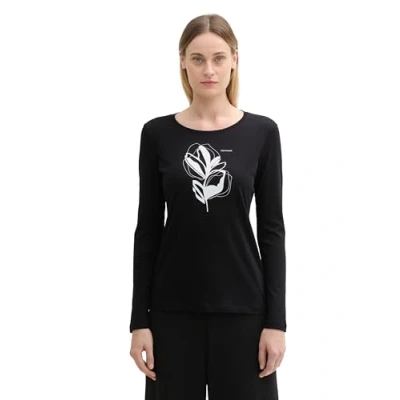 Immagine di TOM TAILOR 1045752 Maglietta a Maniche Lunghe, 14482 Deep Black, XL Donna