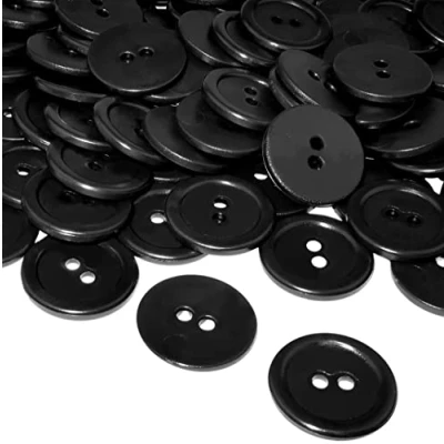 Immagine di AERZETIX C56432 Set di 50 bottoni per cucire rotondi Ø20x2.2mm con 2 fori 32L L32 colore nero in plastica diametro apertura 2mm merceria/abbigliamento/moda