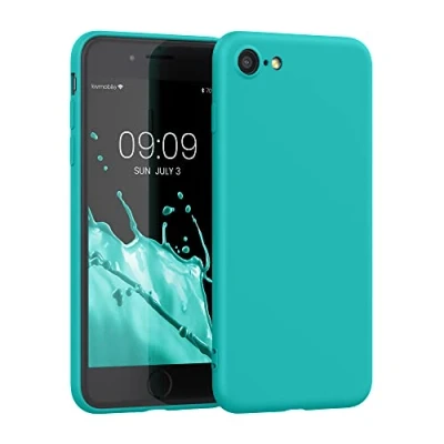 Immagine di kwmobile Custodia Compatibile con Apple iPhone SE (2022) / (2020) 8 7 Cover Back Case per Smartphone in Silicone TPU Protezione Gommata turchese neon