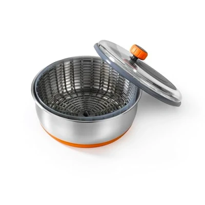 Immagine di BRA Efficient Centrifuga per Insalata, Acciaio Inox 18/10 con Base in Silicone Antiscivolo, Capacità 4 Litri, Adatta come Ciotola Servire