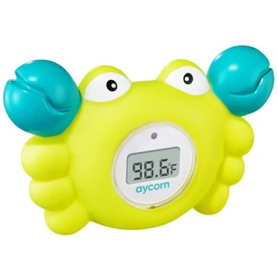 Immagine di Aycorn Termometro bagnetto digitale per la vasca e stanza di neonati bambini. lettura rapida accurata dell&#039;acqua l&#039;allarme a LED garantiscono sicurezza del bambino.