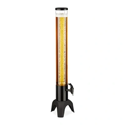 Immagine di Relaxdays Spillatore di Birra da Tavolo, 2,5 Litri, Sistema Raffreddamento, Dispenser con Rubinetto, Trasparente Nero, 60% 30% plastica 10% Ferro