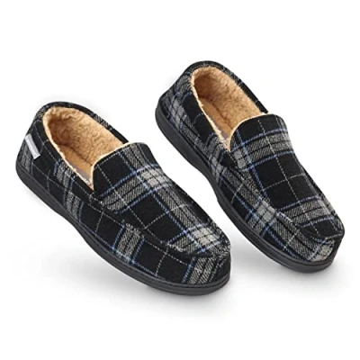 Immagine di DUNLOP Pantofole Uomo Ciabatte Invernali da Casa Calde Comode Antiscivolo Memory Foam (Nero/Grigio, 44 EU)