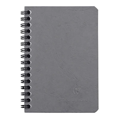 Immagine di Clairefontaine 785965C collezione Age Bag Taccuino a Spirale grigio 9x14 cm 100 pagine righe carta Bianca 90 g Copertina in Lustrée grana grossa effetto cuoio