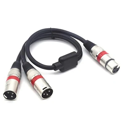 Immagine di SiYear Cavo patch a Y bilanciato per microfono, da XLR femmina doppio maschio, adattatore audio splitter 3 pin (da F due M), 50 cm