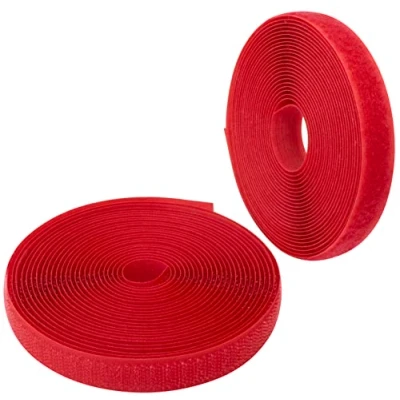 Immagine di Aerzetix C65884 Nastro/rotolo di scratch 16mm 5 metri auto aggrappante organizer/fermacavo striscia aggancio sacchetto indumento cinghia colore: rosso in poliammide e poliestere