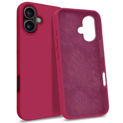 Immagine di MyGadget Custodia compatibile con iPhone 16 Plus Hardcase Strato Microfibra &amp; Cover Silicone Resistente Protezione Antigraffio Antiurto Bordeaux