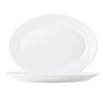 Immagine di Arcoroc &quot;Hotelerie Blanc Piatto Ovale in Bianco Lunghezza: 290 mm x Larghezza: 210 Vetro Opale 6 Pezzi