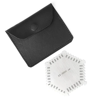 Immagine di Portatile Spessimetri Esagono Pettine a film umido Hexagon in acciaio inossidabile ad alta precisione con calibro di spessore 25 3000um custodia protettiva