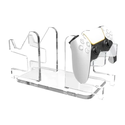 Immagine di xyuayamz Supporto per Controller, Porta Joystick, Accessori Ps5, Scrivania Riporre Due Gamepad, Universale Controller Ps4, Xbox, Trasparente, Acrilico