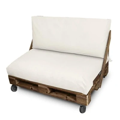 Immagine di Happers Set 2 CuscinI da Esterno e SfoderabilI per Pallet in Naylim ImpermeabilI Ecrú Opaco