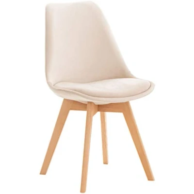 Immagine di CLP Sedia da pranzo Linares Plastic I Tessuto Velluto Corda Aspetto pelle Poltrona con struttura in legno, Colore:beige, Materiale:Velluto