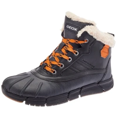 Immagine di Geox J Flexyper BOY B ABX Stivaletti stringati per bambini, Taglia: 36, Black/orange Sintetico / tessuto