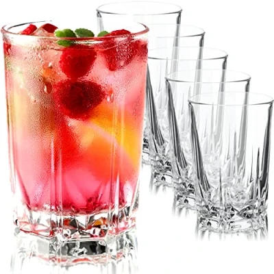 Immagine di KADAX Bicchieri Trasparenti da Cocktail in Vetro, Highball con Profilo Alto per Long Drink, Mojito e Acqua, Tumbler Moderni (Set di 6, 245 ml)