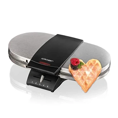 Immagine di Cloer 1329 Doppia Piastra per Waffle 2 Classici, 1200 W, dimensione di cialda 15,5 cm, spia controllo, corpo in acciaio inossidabile opaco