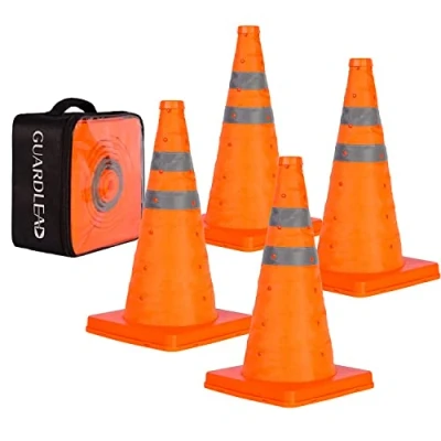 Immagine di Coni stradali Traffico Pieghevole cono Stradale, Blocco segnaletici, di sicurezza a striscia riflettente pop up (4, 18in(45cm))
