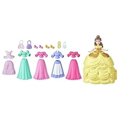 Immagine di Hasbro Disney Prinzessin Belle&#039;s Princess Secret Styles Belle Fashion Collection Set da Gioco per Bambole con 6 Abiti e Accessori Giocattolo Ragazze dai 4 Anni in su, Multicolore, F0376