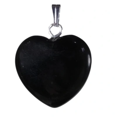 Immagine di Lebensquelle Plus ciondolo a forma di cuore, ossidiana nera, in pietra preziosa, 2 x cm, cuore con occhiello, Pietra,