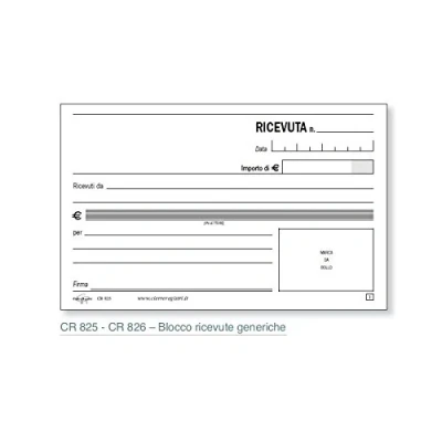 Immagine di Blocco RICEVUTE GENERICHE 50 moduli autoricalcante duplice copia