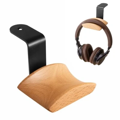 Immagine di Supporto per Gancio Cuffie, Cuffie in Legno di Faggio da Gioco Audio, Studio e PC (faggio Z)