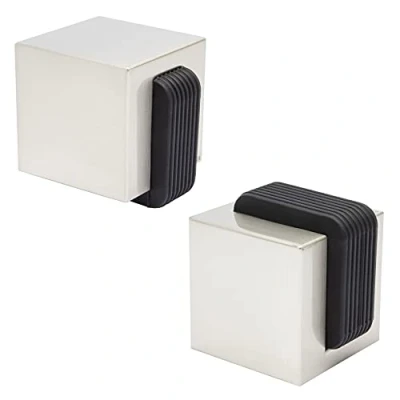 Immagine di WAGNER Fermaporta design CUBO in acciaio 40 x 45 mm I a pavimento da avvitare di industriale con effetto inox e gomma termoplastica 15516211