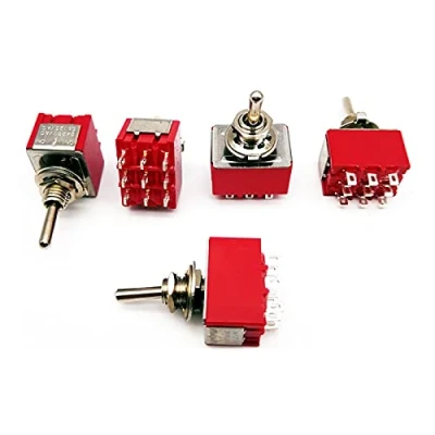 Immagine di Candeon Mini interruttore a levetta 5 pezzi MTS 303 Micro 9 pin 3 posizioni 120 V/5 250 V/2 Interruttori pulsante ON DPDT (rosso)
