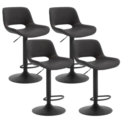 Immagine di WOLTU Set di 4 Sgabelli da Bar, Sedia Bar in Similpelle, Sgabello Regolabile Altezza, con Schienale, Seduta Imbottita Girevole a 360, per Bistrot, Pub, Base Metallo, Antracite, BH402an